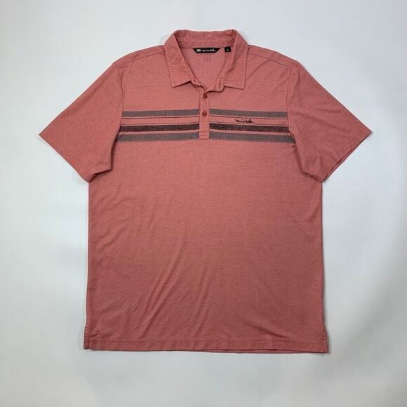 Travis Mathew Polo Shirt Mens XL Primrose Pima Cotton Blend Chest Stripe Golf - Picture 2 of 10